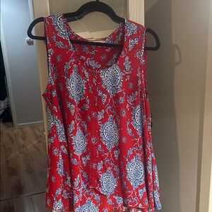 Style & Co. Red and Blue Sleeveless Blouse
